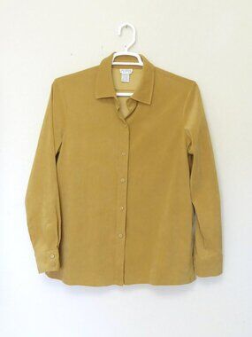 1990s Vintage Allison Taylor camel soft finish suede like button up shirt XL